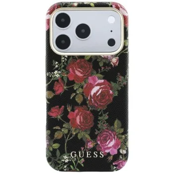Калъф за iPhone 17 Pro Max - Blossom Roses Print MagSafe (GUHMP18X6PWGTBEK) - Guess - Черен