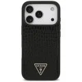 Калъф за iPhone 17 Pro Max - Croco Triangle Logo MagSafe (GUHMP18XPCRTHCK) - Guess - Черен