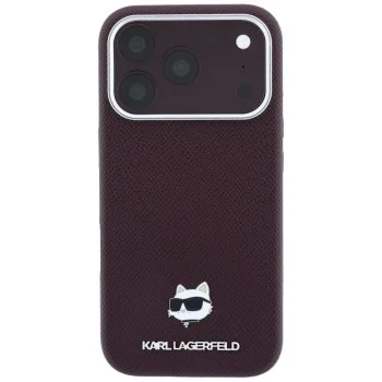Калъф за телефон за iPhone 18 Pro Max / iPhone 17 Pro Max Grained Leather Choupette Head MagSafe (KLHMP18X6PSCHLR) - Karl Lagerfeld - Бордо