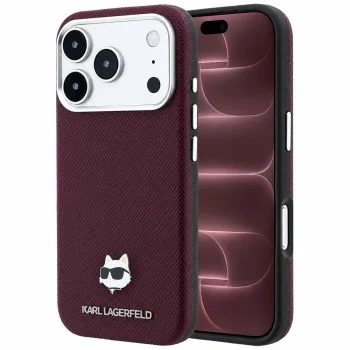 Калъф за телефон за iPhone 18 Pro Max / iPhone 17 Pro Max Grained Leather Choupette Head MagSafe (KLHMP18X6PSCHLR) - Karl Lagerfeld - Бордо