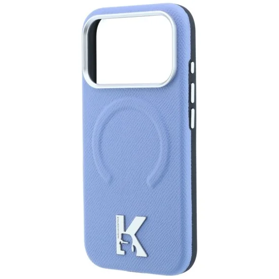 Калъф за iPhone 17 Pro Max - Grained Leather Embossed Ring MagSafe (KLHMP18X6PWBKECB) - Karl Lagerfeld - Светло син