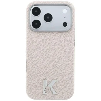 Калъф за телефон за iPhone 18 Pro Max / iPhone 17 Pro Max Grained Leather Embossed Ring MagSafe (KLHMP18X6PWBKECE) - Karl Lagerfeld - Бежов