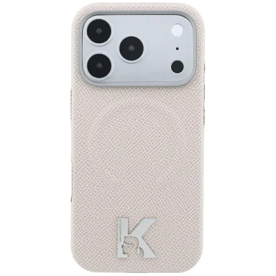 Калъф за iPhone 17 Pro Max - Grained Leather Embossed Ring MagSafe (KLHMP18X6PWBKECE) - Karl Lagerfeld - Бежов