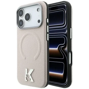Калъф за телефон за iPhone 18 Pro Max / iPhone 17 Pro Max Grained Leather Embossed Ring MagSafe (KLHMP18X6PWBKECE) - Karl Lagerfeld - Бежов
