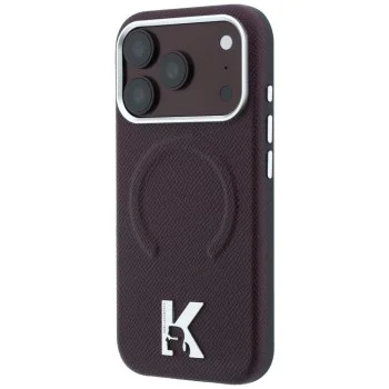 Калъф за телефон за iPhone 18 Pro Max / iPhone 17 Pro Max Grained Leather Embossed Ring MagSafe (KLHMP18X6PWBKECR) - Karl Lagerfeld - Бордо