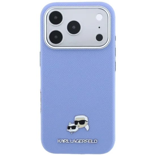 Калъф за iPhone 17 Pro Max - Grained Leather KC Heads Metal MagSafe (KLHMP18X6PSKCHLB) - Karl Lagerfeld - Светло син