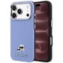Калъф за телефон за iPhone 18 Pro Max / iPhone 17 Pro Max Grained Leather KC Heads Metal MagSafe (KLHMP18X6PSKCHLB) - Karl Lagerfeld - Светлосин