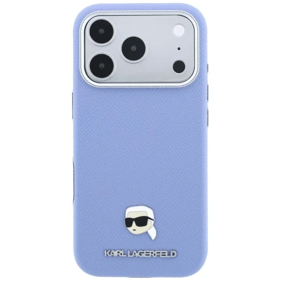 Калъф за iPhone 17 Pro Max - Grained Leather KH Metal MagSafe (KLHMP18X6PSKHLB) - Karl Lagerfeld - Светло син