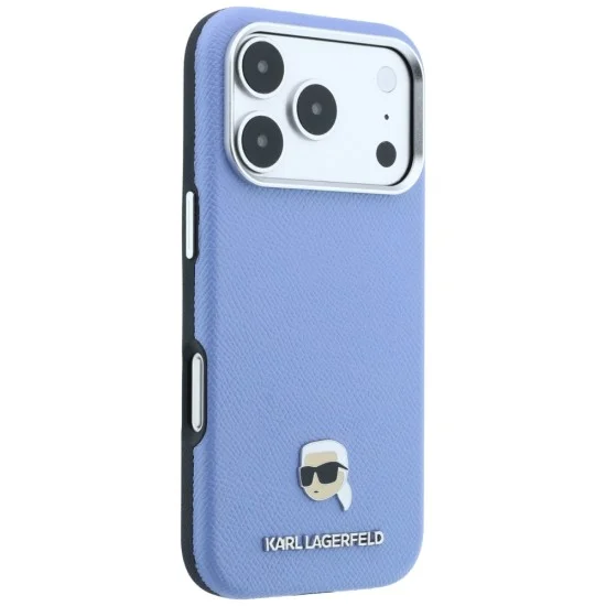 Калъф за iPhone 17 Pro Max - Grained Leather KH Metal MagSafe (KLHMP18X6PSKHLB) - Karl Lagerfeld - Светло син