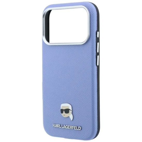 Калъф за iPhone 17 Pro Max - Grained Leather KH Metal MagSafe (KLHMP18X6PSKHLB) - Karl Lagerfeld - Светло син