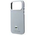 Калъф за iPhone 17 Pro Max - Grained Leather KH Metal MagSafe (KLHMP18X6PSKHLG) - Karl Lagerfeld - Сив