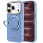 Калъф за iPhone 17 Pro Max - Grained Leather Ring Stand 360 Classic Logo MagSafe (GUHMP18X6PSGRSCLB) - Guess - Светло син