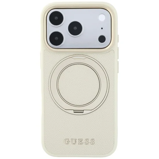 Калъф за iPhone 17 Pro Max - Grained Ring MagSafe - Guess - Бежов