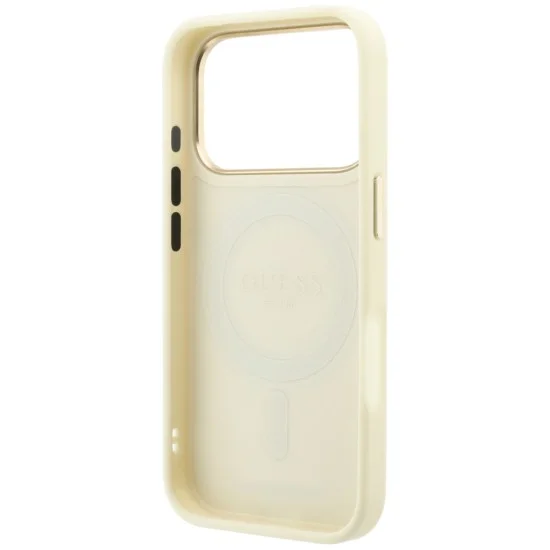 Калъф за iPhone 17 Pro Max - Grained Ring MagSafe - Guess - Бежов