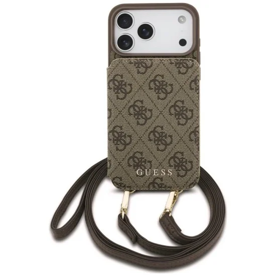 Калъф за iPhone 17 Pro Max - Hardcase 4G Crossbody Cardslot (GUHCP18XCB4GB) - Guess - Кафяв