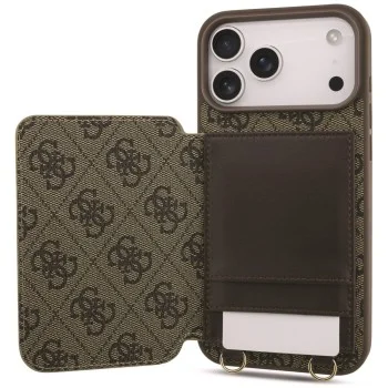 Калъф за iPhone 17 Pro Max - Hardcase 4G Crossbody Cardslot (GUHCP18XCB4GB) - Guess - Кафяв