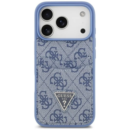 Калъф за iPhone 17 Pro Max - Hardcase 4G Double Card Triangle (GUHCP18XP4TPB) - Guess - Син