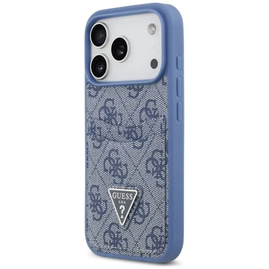 Калъф за iPhone 17 Pro Max - Hardcase 4G Double Card Triangle (GUHCP18XP4TPB) - Guess - Син