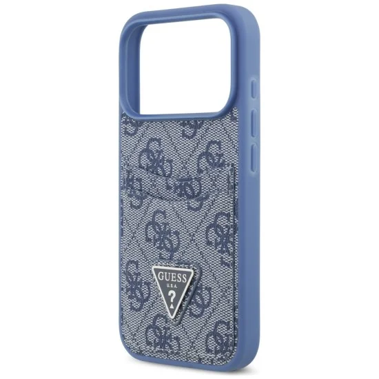 Калъф за iPhone 17 Pro Max - Hardcase 4G Double Card Triangle (GUHCP18XP4TPB) - Guess - Син