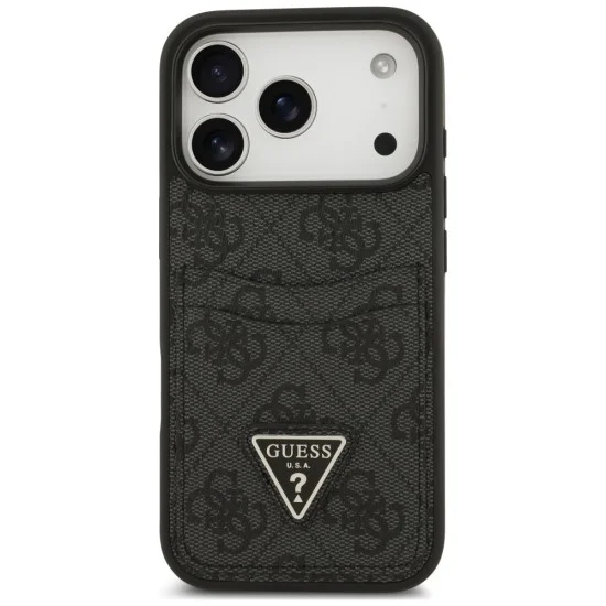 Калъф за iPhone 17 Pro Max - Hardcase 4G Double Card Triangle (GUHCP18XP4TPK) - Guess - Черен