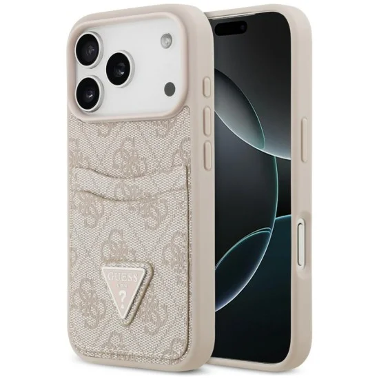 Калъф за iPhone 17 Pro Max - Hardcase 4G Double Card Triangle (GUHCP18XP4TPP) - Guess - Розов