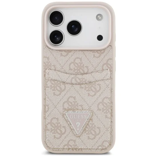Калъф за iPhone 17 Pro Max - Hardcase 4G Double Card Triangle (GUHCP18XP4TPP) - Guess - Розов