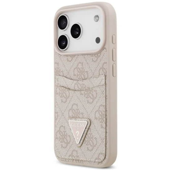 Калъф за iPhone 17 Pro Max - Hardcase 4G Double Card Triangle (GUHCP18XP4TPP) - Guess - Розов