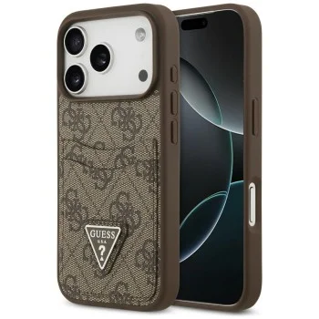 Калъф за iPhone 17 Pro Max - Hardcase 4G Double Card Triangle (GUHCP18XP4TPW) - Guess - Кафяв