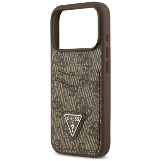 Калъф за iPhone 17 Pro Max - Hardcase 4G Double Card Triangle (GUHCP18XP4TPW) - Guess - Кафяв