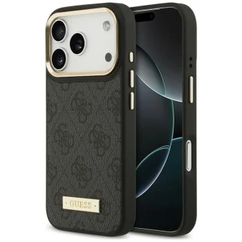 Калъф за iPhone 17 Pro Max - Hardcase 4G Logo Plate MagSafe (GUHMP18XU4GPRK) - Guess - Черен