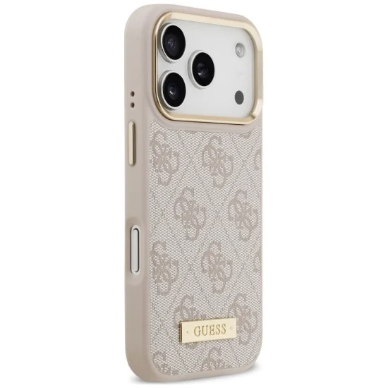 Калъф за iPhone 17 Pro Max - Hardcase 4G Logo Plate MagSafe (GUHMP18XU4GPRP) - Guess - Розов