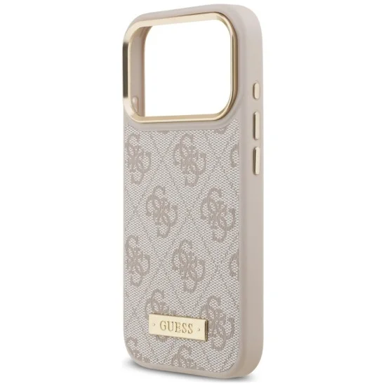 Калъф за iPhone 17 Pro Max - Hardcase 4G Logo Plate MagSafe (GUHMP18XU4GPRP) - Guess - Розов
