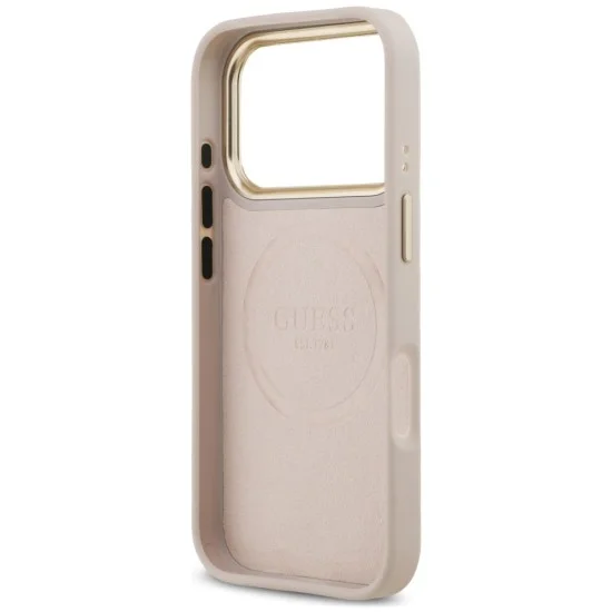 Калъф за iPhone 17 Pro Max - Hardcase 4G Logo Plate MagSafe (GUHMP18XU4GPRP) - Guess - Розов