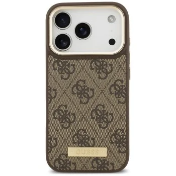 Калъф за iPhone 17 Pro Max - Hardcase 4G Logo Plate MagSafe (GUHMP18XU4GPRW) - Guess - Кафяв