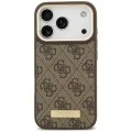 Калъф за iPhone 17 Pro Max - Hardcase 4G Logo Plate MagSafe (GUHMP18XU4GPRW) - Guess - Кафяв