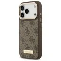Калъф за iPhone 17 Pro Max - Hardcase 4G Logo Plate MagSafe (GUHMP18XU4GPRW) - Guess - Кафяв