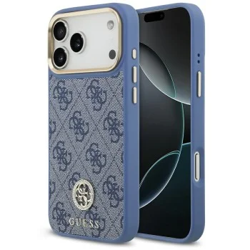 Калъф за iPhone 17 Pro Max - Hardcase 4G Strass Logo MagSafe (GUHMP18XP4GRMDEB) - Guess - Син