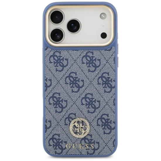 Калъф за iPhone 17 Pro Max - Hardcase 4G Strass Logo MagSafe (GUHMP18XP4GRMDEB) - Guess - Син