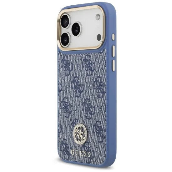 Калъф за iPhone 17 Pro Max - Hardcase 4G Strass Logo MagSafe (GUHMP18XP4GRMDEB) - Guess - Син