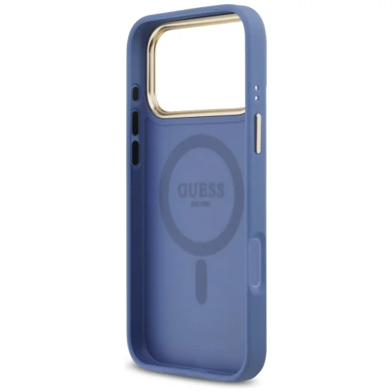 Калъф за iPhone 17 Pro Max - Hardcase 4G Strass Logo MagSafe (GUHMP18XP4GRMDEB) - Guess - Син