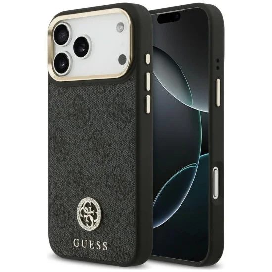 Калъф за iPhone 17 Pro Max - Hardcase 4G Strass Logo MagSafe (GUHMP18XP4GRMDEK) - Guess - Черен