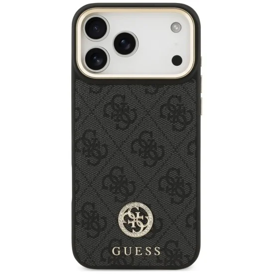 Калъф за iPhone 17 Pro Max - Hardcase 4G Strass Logo MagSafe (GUHMP18XP4GRMDEK) - Guess - Черен