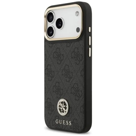 Калъф за iPhone 17 Pro Max - Hardcase 4G Strass Logo MagSafe (GUHMP18XP4GRMDEK) - Guess - Черен