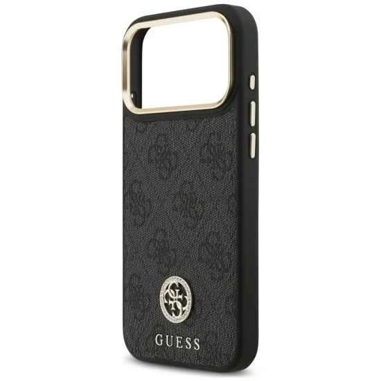Калъф за iPhone 17 Pro Max - Hardcase 4G Strass Logo MagSafe (GUHMP18XP4GRMDEK) - Guess - Черен