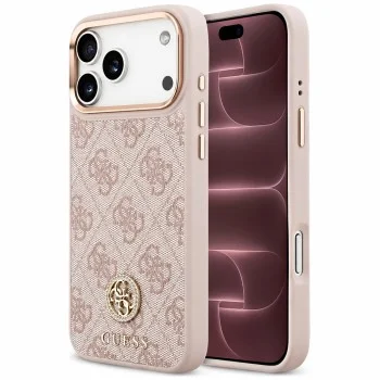 Калъф за iPhone 17 Pro Max - Hardcase 4G Strass Logo MagSafe (GUHMP18XP4GRMDEP) - Guess - Розов