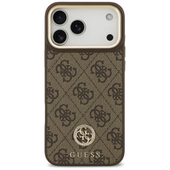 Калъф за iPhone 17 Pro Max - Hardcase 4G Strass Logo MagSafe (GUHMP18XP4GRMDEW) - Guess - Кафяв