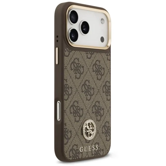 Калъф за iPhone 17 Pro Max - Hardcase 4G Strass Logo MagSafe (GUHMP18XP4GRMDEW) - Guess - Кафяв