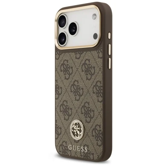 Калъф за iPhone 17 Pro Max - Hardcase 4G Strass Logo MagSafe (GUHMP18XP4GRMDEW) - Guess - Кафяв
