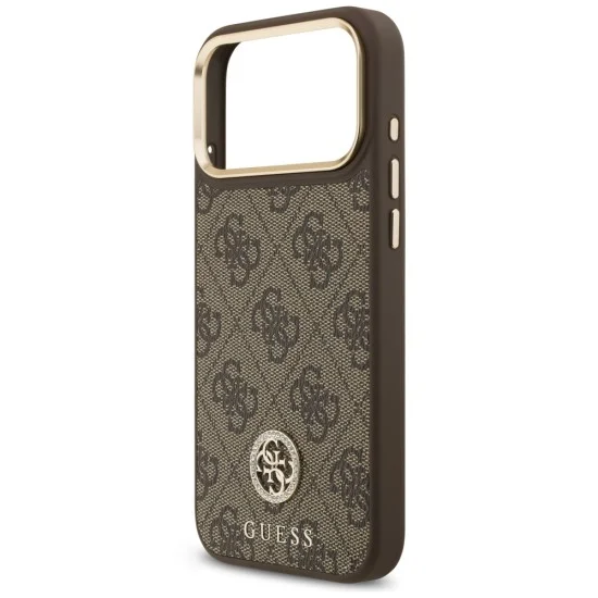 Калъф за iPhone 17 Pro Max - Hardcase 4G Strass Logo MagSafe (GUHMP18XP4GRMDEW) - Guess - Кафяв