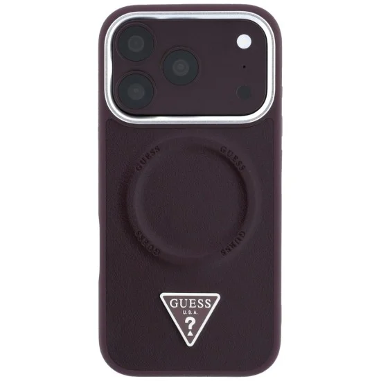 Калъф за iPhone 17 Pro Max - Hardcase Triangle Logo MagSafe (GUHMP18XPSDTSCMU) - Guess - Бордо